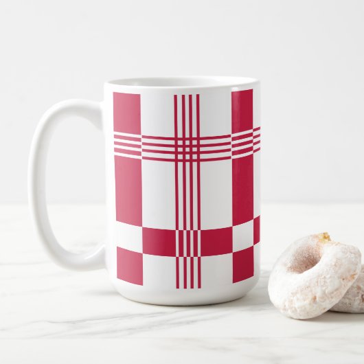 Rood Wit Tartan Check Plaid Koffiemok (Met donut)