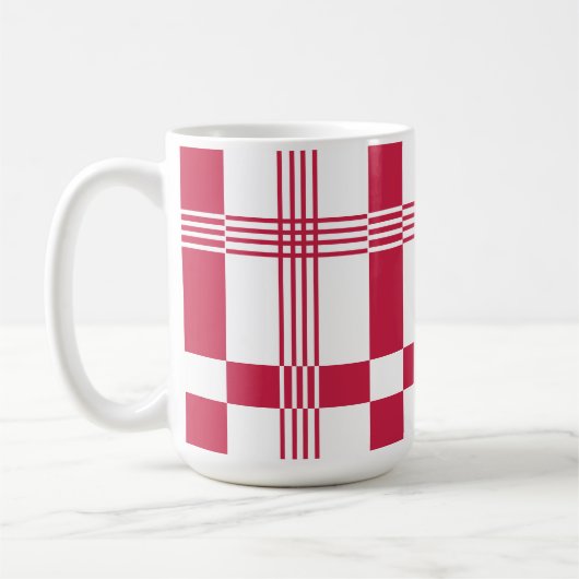 Rood Wit Tartan Check Plaid Koffiemok (Links)