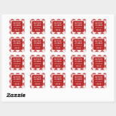 Rood & Wit Tartan Plaid Gelukkigste Feestdagen Vierkante Sticker (Vel)