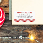 Rood & Wit Tartan Plaid Kerst Retouradres Etiket