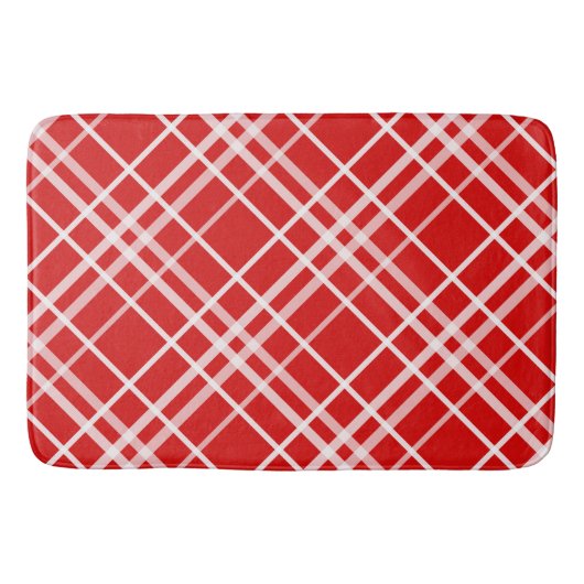 Rood Wit Tartan Plak Patroon Ontwerp Badmat (Voorkant)
