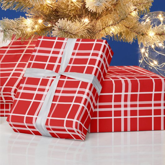 Rood Wit Tartan Plak Patroon Ontwerp Cadeaupapier