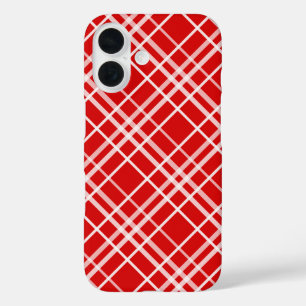 Rood Wit Tartan Plak Patroon Ontwerp iPhone 16 Hoesje