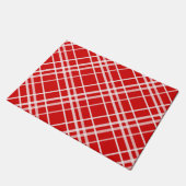 Rood Wit Tartan Plak Patroon Ontwerp Deurmat (Schuin)