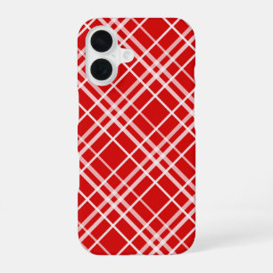 Rood Wit Tartan Plak Patroon Ontwerp iPhone 16 Hoesje
