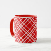 Rood Wit Tartan Plak Patroon Ontwerp Mok (Voorkant links)