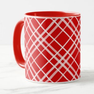 Rood Wit Tartan Plak Patroon Ontwerp Mok
