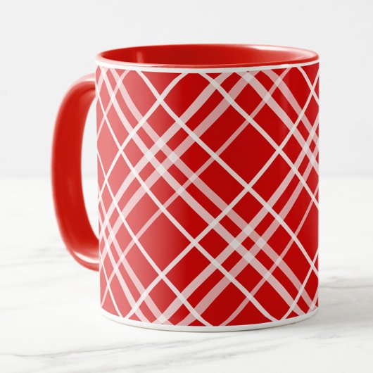 Rood Wit Tartan Plak Patroon Ontwerp Mok