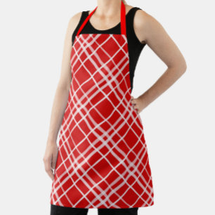 Rood Wit Tartan Plak Patroon Ontwerp Schort