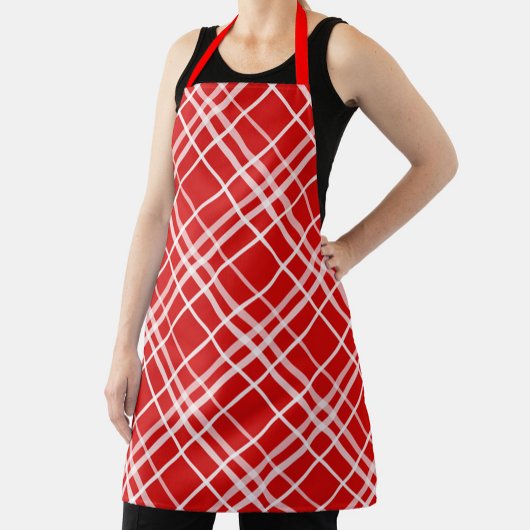 Rood Wit Tartan Plak Patroon Ontwerp Schort