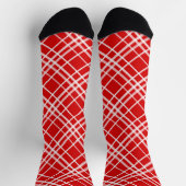 Rood Wit Tartan Plak Patroon Ontwerp Sokken (Top)