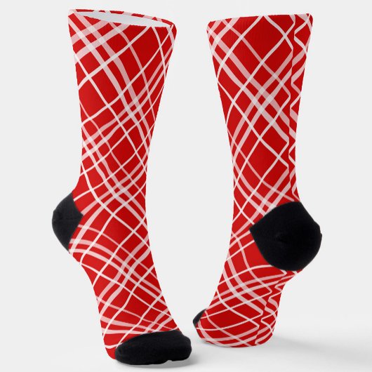 Rood Wit Tartan Plak Patroon Ontwerp Sokken
