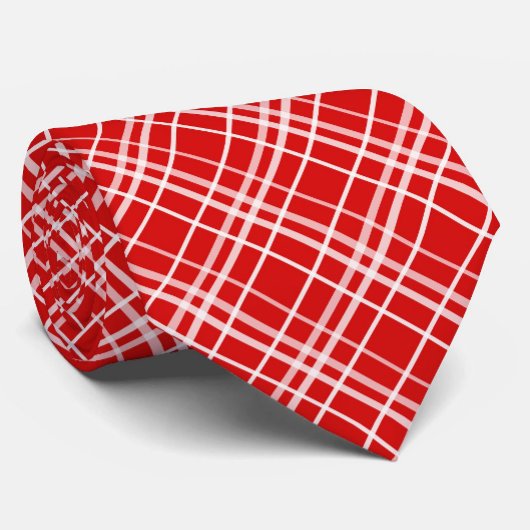 Rood Wit Tartan Plak Patroon Ontwerp Stropdas
