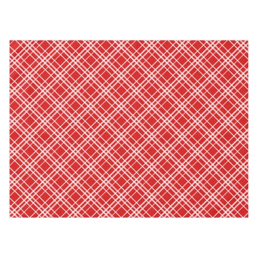 Rood Wit Tartan Plak Patroon Ontwerp Tafelkleed (Voorkant (Horizontaal))
