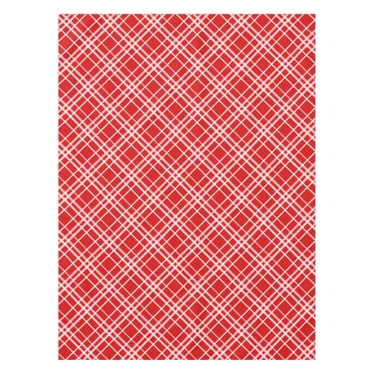Rood Wit Tartan Plak Patroon Ontwerp Tafelkleed (Voorkant)