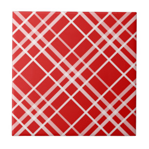 Rood Wit Tartan Plak Patroon Ontwerp Tegeltje