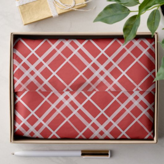 Rood Wit Tartan Plak Patroon Ontwerp Tissuepapier