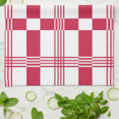Rood Wit Tartan Plakken Stripes Patroon Theedoek (Gevouwen)