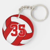 rood wit team kleuren aangepaste volleybal jongens sleutelhanger (Achterkant)