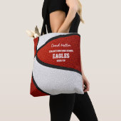 Rood wit team kleuren basketbal coach tote bag (Dichtbij)