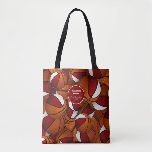 rood wit team kleuren basketbal coach tote bag (Voorkant)