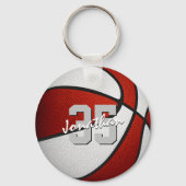 rood wit team kleuren basketbal partij gunsten sleutelhanger (Voorkant)