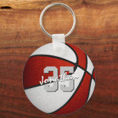 rood wit team kleuren basketbal partij gunsten sleutelhanger (Voorkant)