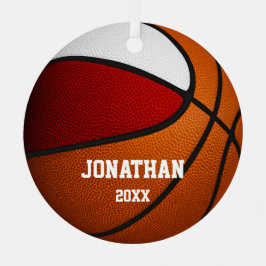 rood wit team kleuren jongens basketbal metalen ornament