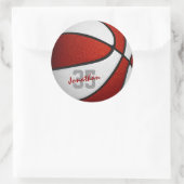 rood wit team kleuren jongens basketbal ronde sticker (Tas)