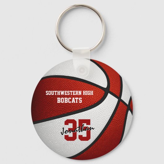 rood wit team kleuren jongens basketbal sleutelhanger (Voorkant)