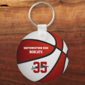 rood wit team kleuren jongens basketbal sleutelhanger (Voorkant)