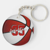 rood wit team kleuren jongens basketbal sleutelhanger (Achterkant)