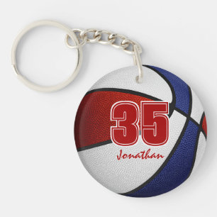 rood wit team kleuren jongens basketbal sleutelhanger