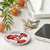 rood wit team kleuren jongens jongens noemen voetb sleutelhanger (Zijkant)