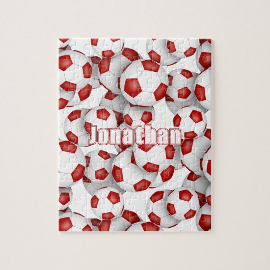 rood wit team kleuren jongens voetbal legpuzzel (Verticaal)