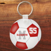 rood wit team kleuren jongens voetbal sleutelhanger (Voorkant)