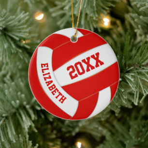 rood wit team kleuren meisje sport volleybal keramisch ornament