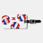 rood wit team kleuren meisjes volleybal bagagelabel (Voorkant horizontaal)