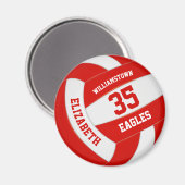 rood wit team kleuren meisjes volleybal magneet (Voorkant / Achterkant)