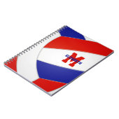 rood wit team kleuren meisjes volleybal notitieboek (Linkerzijde)