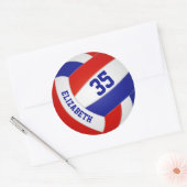rood wit team kleuren meisjes volleybal ronde sticker (Envelop)