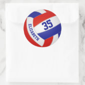 rood wit team kleuren meisjes volleybal ronde sticker (Tas)