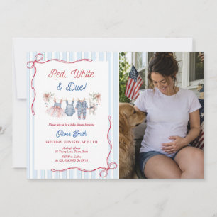Rood Wit & Tegen Baby Shower Uitnodiging