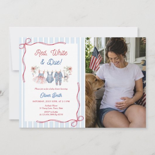 Rood Wit & Tegen Baby Shower Uitnodiging (Voorkant)