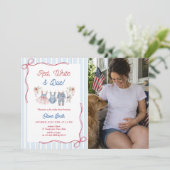 Rood Wit & Tegen Baby Shower Uitnodiging (Staand voorkant)