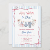 Rood Wit & Tegen Baby Shower Uitnodiging (Voorkant)