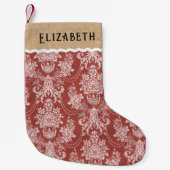  rood wit toile kerst kleine kerstsok (Voorkant)