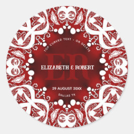 Rood Wit Tribal Kant Speciale Gebeurtenis Bruiloft Ronde Sticker