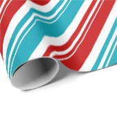 Rood Wit Turkoois Blauw Candy Cane Stripe Vakantie Cadeaupapier (Rol Hoek)