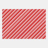 Rood Wit Turkoois Blauw Candy Cane Stripe Vakantie Inpakpapier Vel (Voorkant 3)
